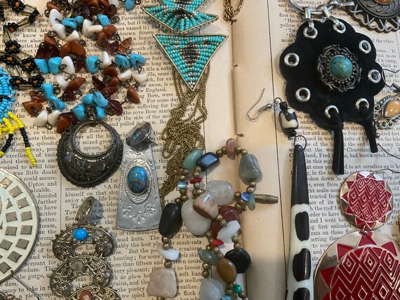 Mixed Indie Boho Western Tribal Craft Jewelry Fin… - image 5