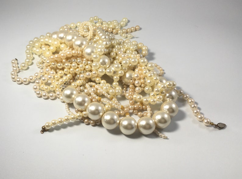 Vintage Modern Broken Pearl Necklace Lot Ivory White Crafts | Etsy