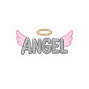 Angel Aesthetic Sticker – Cute Bling Halo Wings Decal for Laptop, Water Bottle, Journal, Scrapbook, or Gift – Y2K & Girly Vinyl Sticker