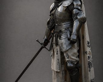 Medieval Knight Full Plate Armor: 18 Gauge Steel Barbuta Helmet - Cosplay Costume