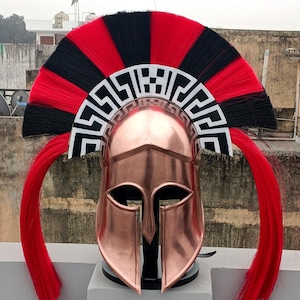 Medieval Greek Corinthian Helmet with Plume – Wearable Roman Crusader Armor for SCA, LARP & Reenactment | Historical Cosplay Helmet