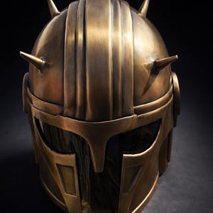 Mandalorian Helm-Set mit Ständer | Din Djarin & Waffenschmied | Star Wars Cosplay Helm | Beskar Rüstung Replika | Handgefertigte Larp-Requisite Bild 5