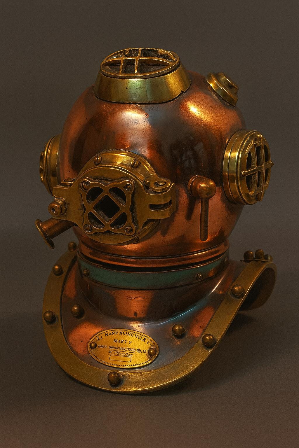 Antique Brass US Navy Mark V Divers Diving Helmet Replica - Nautical ...
