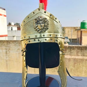 Medieval Roman Centurion Engraved Helmet with Free Wooden Stand SCA Larp Cosplay Queen Helmet Gift Item