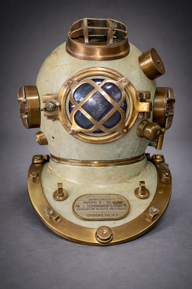 US Navy Mark V Diving Helmet Replica – Brass Nautical Decor (18" Adult ...