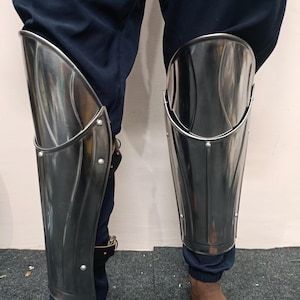 Medieval Knight Leg Armor &quot;Gaurdian&quot; Pair of Leg Greaves Made from Metal
