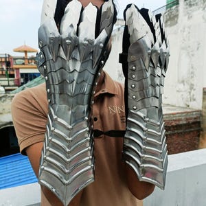 Middeleeuws pantserhandschoenen – heksenkoning-ridderhandschoenen – LARP-cosplayhandpantser – Faire-stalen renaissancehandschoenen