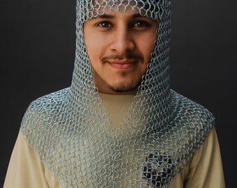 Medieval Butted Chain mail Coif | Chainmail Steel Hood Head Armor - LARP, Cosplay