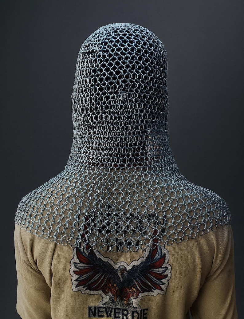 Medieval Chainmail Armor Set - Mild Steel Shirt & Coif - LARP SCA Cosplay Costume image 5