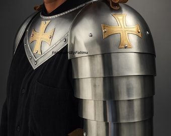 Medieval Celtic Gorget & Pauldrons Set – Spaulders Shoulder Armor for LARP, Cosplay Reenactment