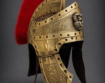 Średniowieczny grawerowany hełm spartańskiego rzymskiego greckiego centuriona gladiatora - stalowy kostium cosplay SCA LARP