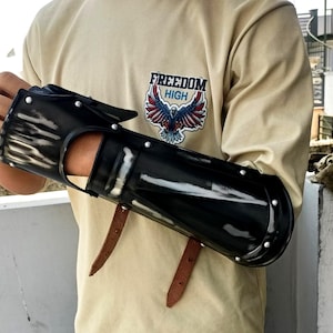 Black Steel Arm Guard: Medieval Knight Bracer, LARP Cosplay Armor