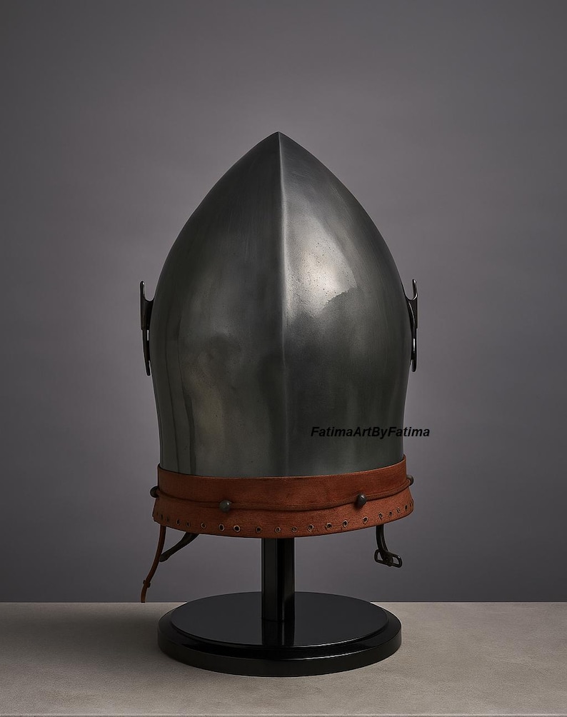 Medieval Steel Bascinet Barbuta Roman Helmet - Buhurt Battle, LARP Armour, Free Stand image 10