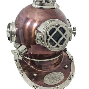 US Navy Mark V Diving Helmet Replica: Antique Copper Nautical Decor