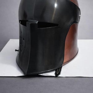 Copper Black Barbuta Helmet – 16 Gauge Steel Medieval Knight Armor, LARP Cosplay image 4