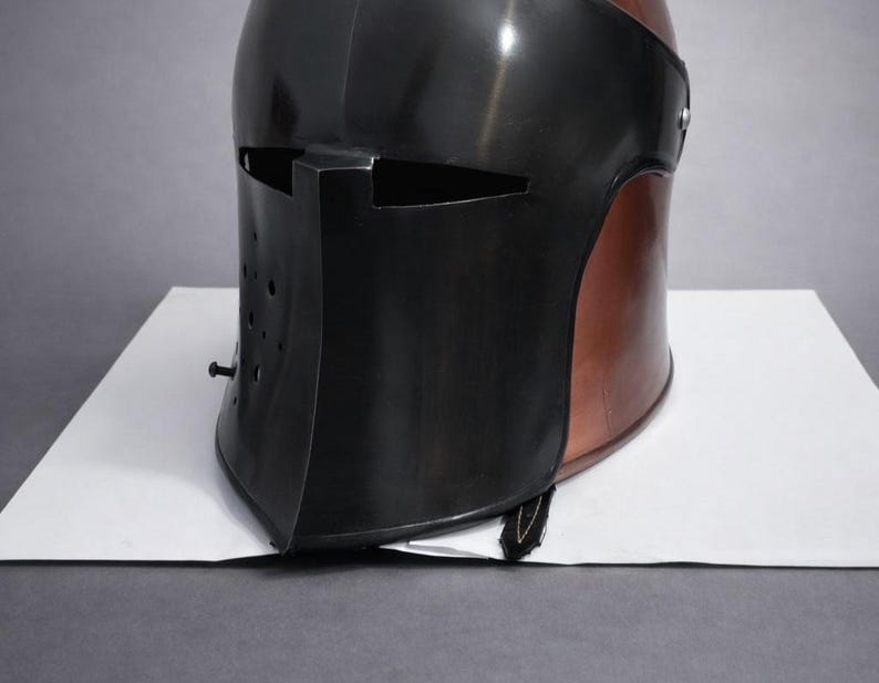 Copper Black Barbuta Helmet – 16 Gauge Steel Medieval Knight Armor, LARP Cosplay image 4