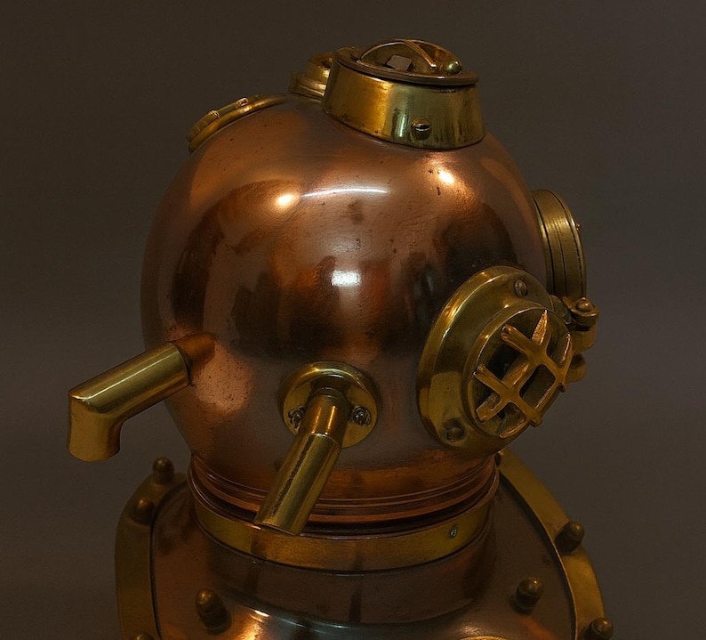 Antique Brass US Navy Mark V Divers Diving Helmet Replica - Nautical ...