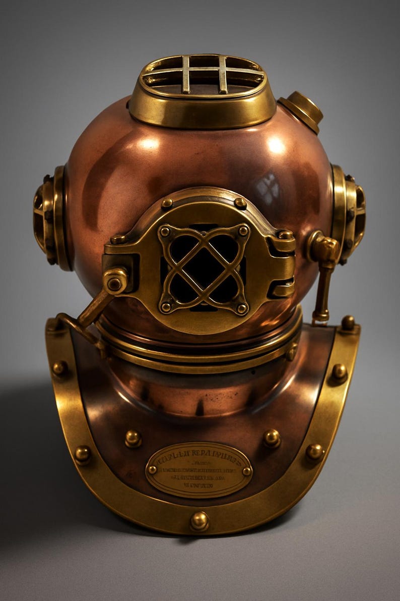 Antique Brass US Navy Mark V Divers Diving Helmet Replica - Nautical ...