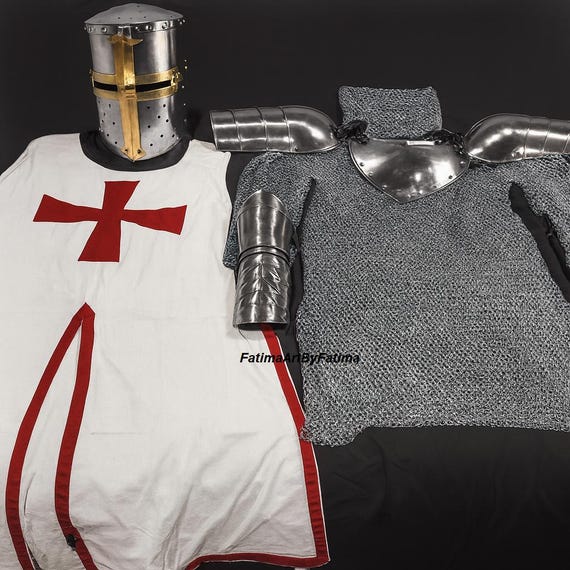 Medieval Full Body Armor – Templar Knight Crusader Suit | Polished Steel for LARP, Cosplay