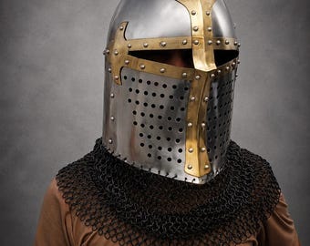 Medieval Bascinet Knight Armor Helmet | 18-Gauge Steel Combat LARP Reenactment Armor