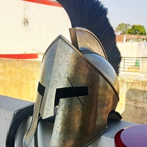 Spartan Helmet for Role Play - King Leonidas 300 Movie Helmet | Great Spartan Warrior Helmet with Display Stand | Greek Cosplay Armor Gift.