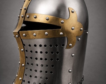 Medieval Bascinet Knight Armor Helmet | 18-Gauge Steel Combat LARP Reenactment Armor