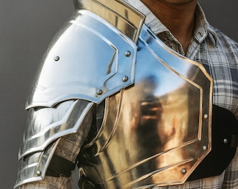 Medieval Steel Pauldron Chest Armor: Shoulder SCA LARP Cosplay Costume