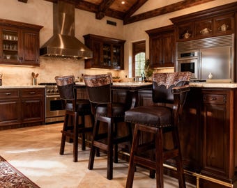 White Croc Accent, Swivel Bar Stools with back Armrest, Embossed Smooth Leather