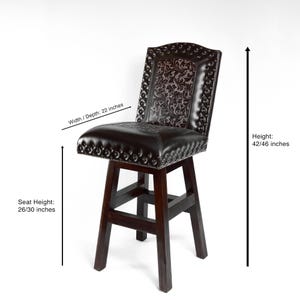 Brown Brindle & Croc Embossed Leather Swivel Wingback Barstool bild 6