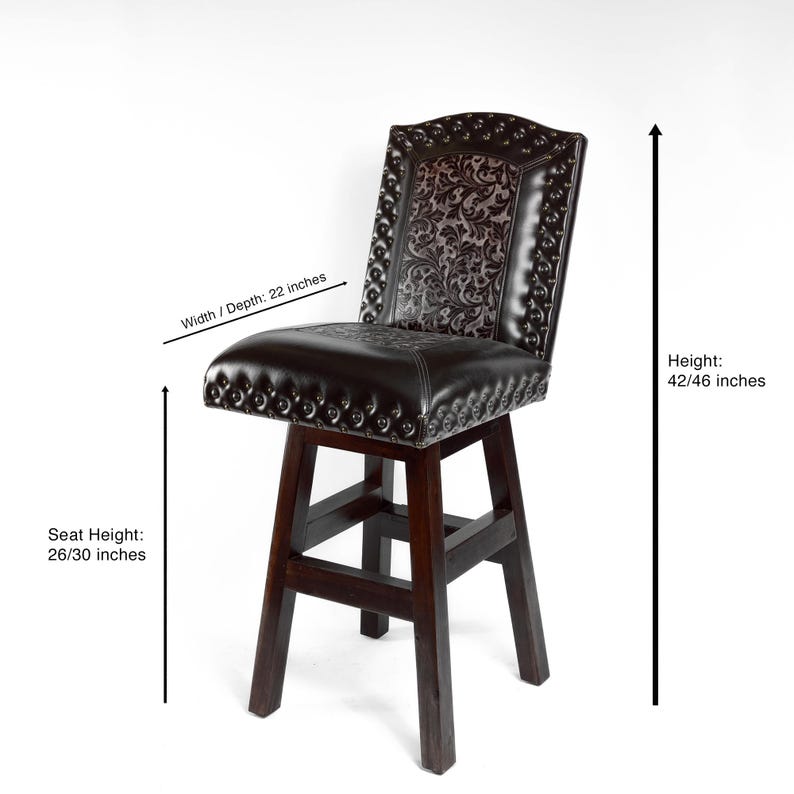 Brown Brindle & Croc Embossed Leather Swivel Wingback Barstool bild 6