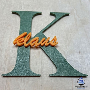 Monograma 3D con nombre – letra personalizada en 2 tamaños – placa de identificación individual de PLA – regalo para nacimiento o boda de bebé