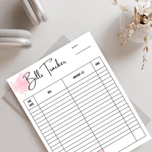 Bills Tracker Printable | Monthly Bill Organizer | Budget Planner PDF