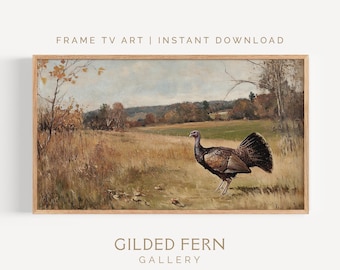 Thanksgiving Frame TV Art: Wild Turkey in Autumn Landscape (Digital Download)