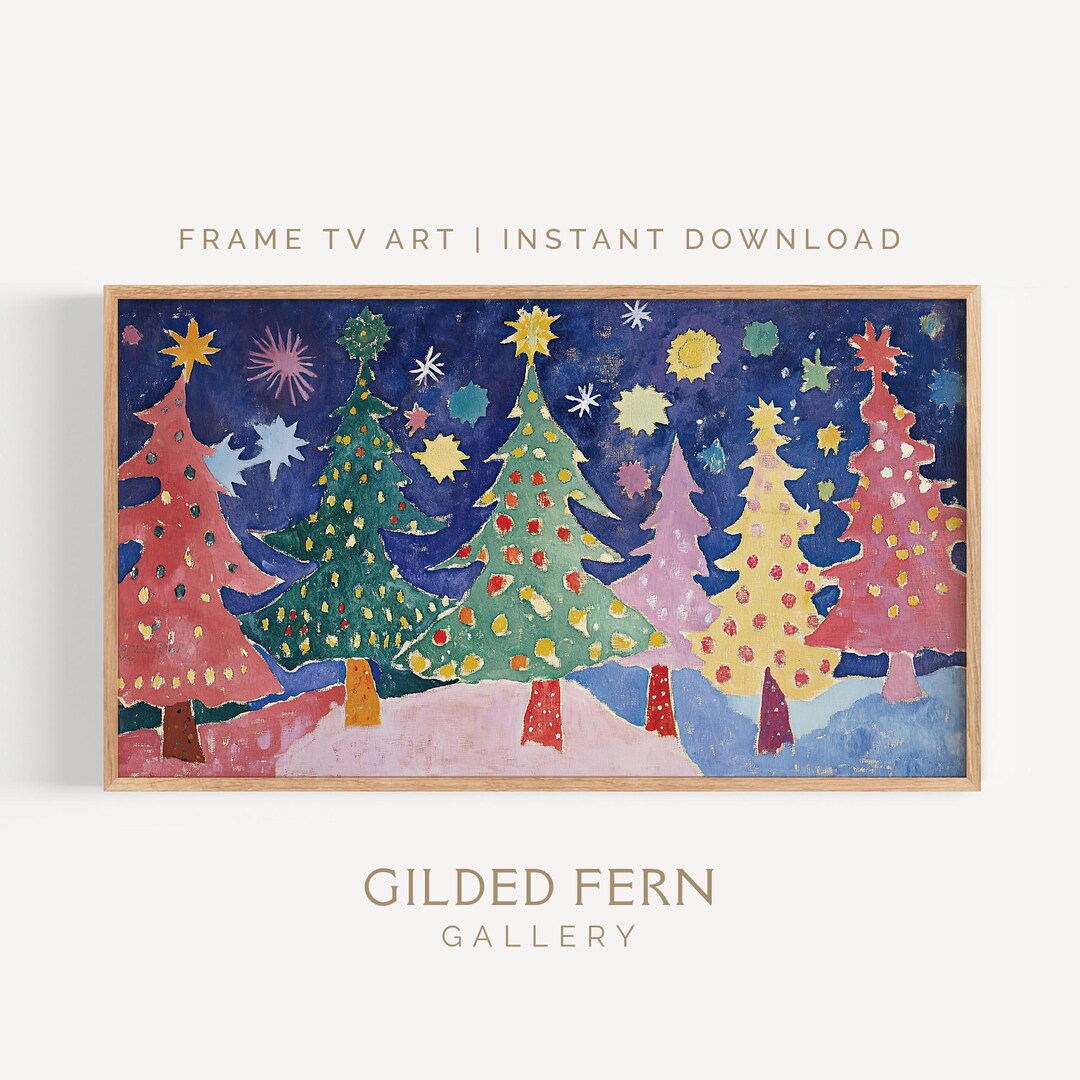 Matisse Inspired Colorful Christmas Trees Frame TV Art (4K Digital ...