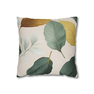 Nature-Inspired Leaf Print Pillowcase, Home Decor Cushion Cover, Botanical-Style Pillowcase for Cozy Living Room, Bedroom, Greenery