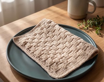 Easy Crochet Dishcloth Pattern PDF | Textured Cotton Washcloth | Beginner Kitchen Crochet | Instant Download