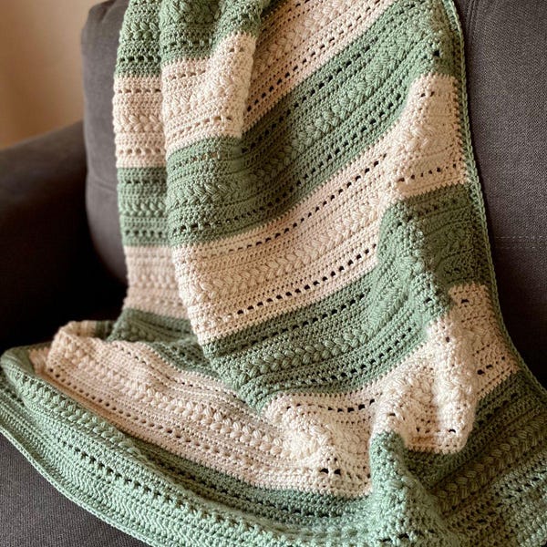 Farmhouse Crochet Blanket Pattern – Neutral Textured Throw for Warm, Welcoming Homes – PDF Download
