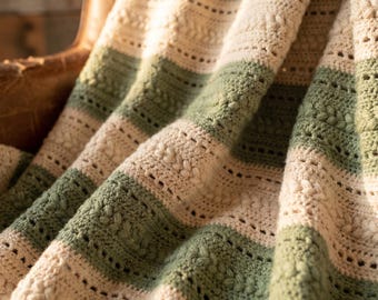 Farmhouse Crochet Blanket Pattern | Textured Throw Afghan (PDF Download)