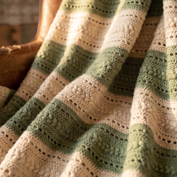Farmhouse Crochet Blanket Pattern | Textured Throw Afghan (PDF Download)