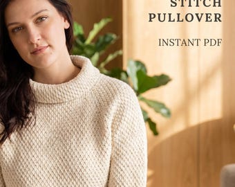 Alpine Stitch Crochet Sweater Pattern – Oversized Raglan Pullover – Instant PDF