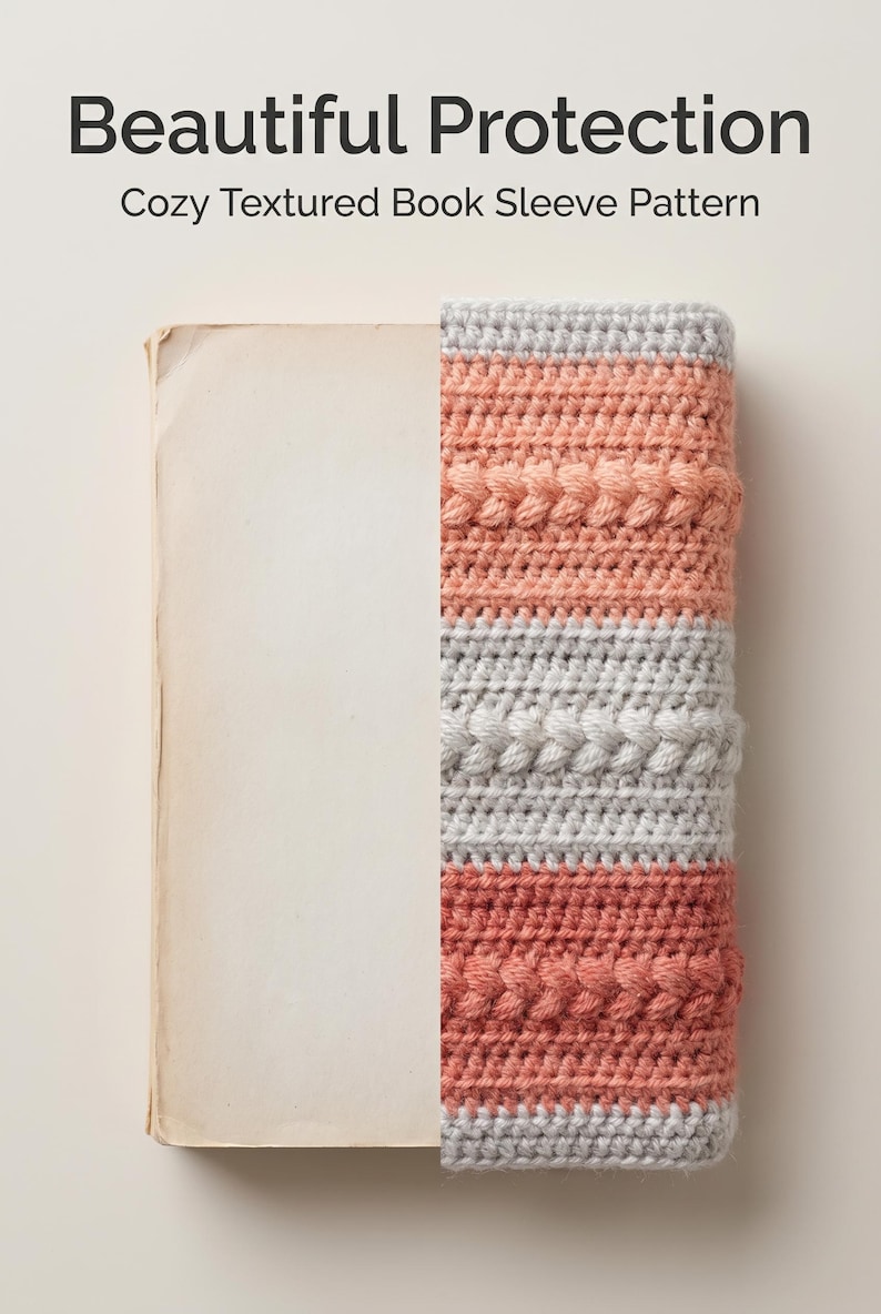 Crochet Book Sleeve Pattern PDF | Textured Book Cover | Easy Protector | Instant Download image 3
