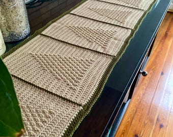 Christmas Crochet Table Runner Pattern – Rustic Textured Holiday Decor – Instant PDF