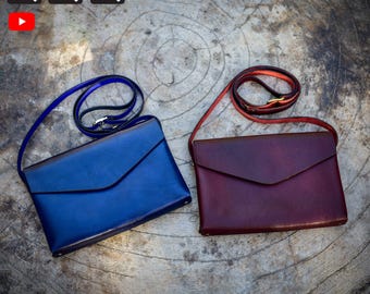 women's crossbody bag pattern, simple leather shoulder bag template, DIY messenger bag with card holder, svg & pdf leather pattern