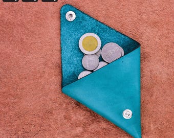 Padrão de porta-moedas triangular, modelo de porta-moedas de couro faça você mesmo, porta-moedas svg e pdf, pequeno presente de artesanato em couro, carteira de moedas cortada a laser