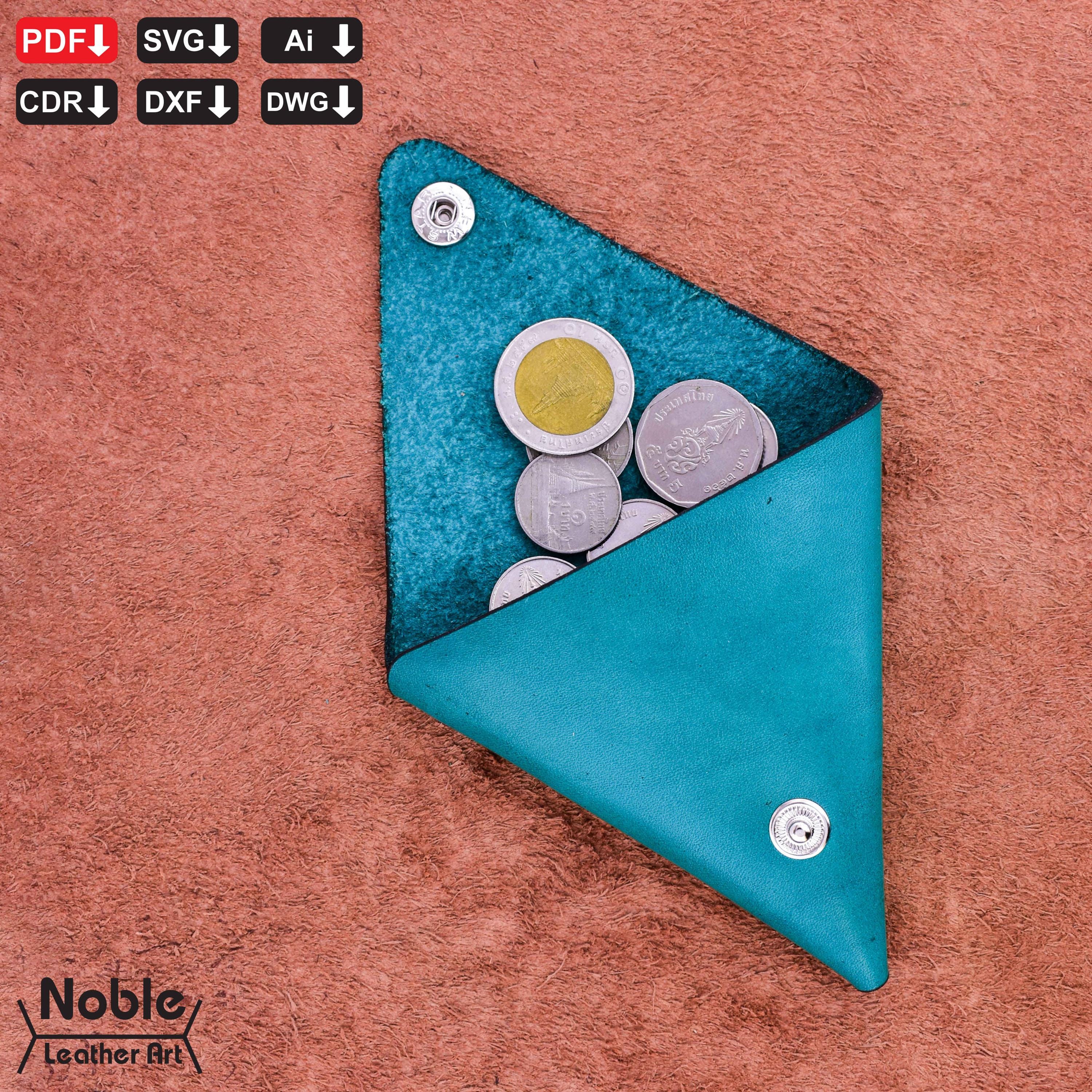 三角形の小銭入れの型紙、Diyレザーの小銭入れのテンプレート、コインホルダー(SvgとPdf)、小さなレザークラフトのギフト、レーザーカットの小銭入れ