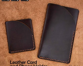 leather phone case and card holder pattern, wallet & phone pouch template, svg and pdf leather pattern for diy and laser cutting