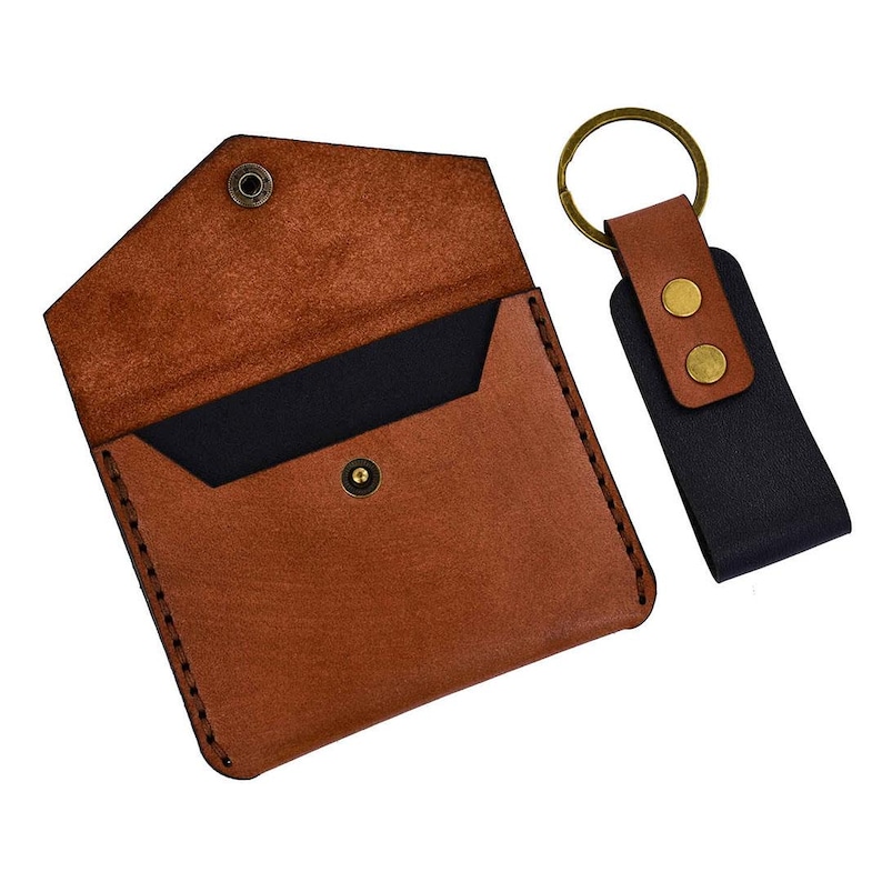 Leather Card Holder & Keychain Pattern Set, DIY Leather Wallet and ...