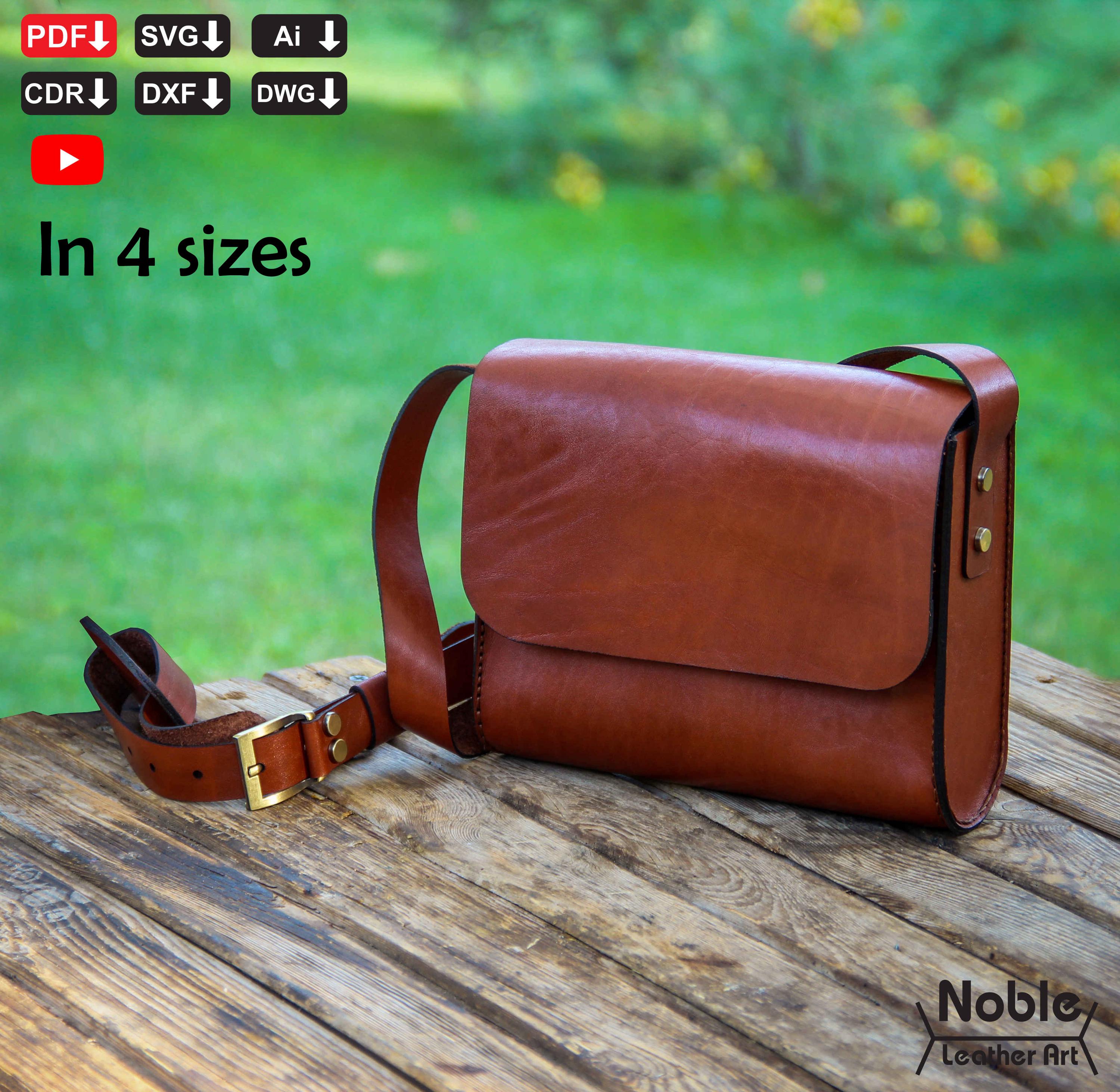 Women's Crossbody Bag Pattern in 4 Sizes, DIY Messenger Bag Template ...