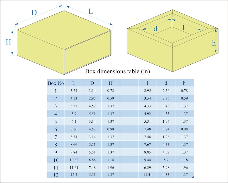 Sliding Box Template Set, 12 Sizes Box Pattern, Svg and Pdf Cardboard ...