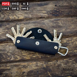 leather key fob pattern, diy keychain template svg & pdf, hanging keyring design, cricut and laser cut file, handmade key holder